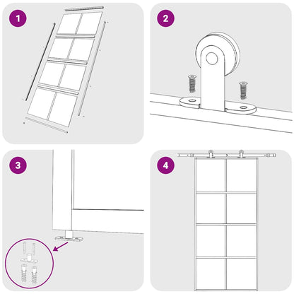 Porta Scorrevole in Vetro ESG e Alluminio 102,5x205 cm Bianca