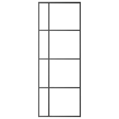 Porta Scorrevole ESG Vetro e Alluminio 76x205 cm Nera