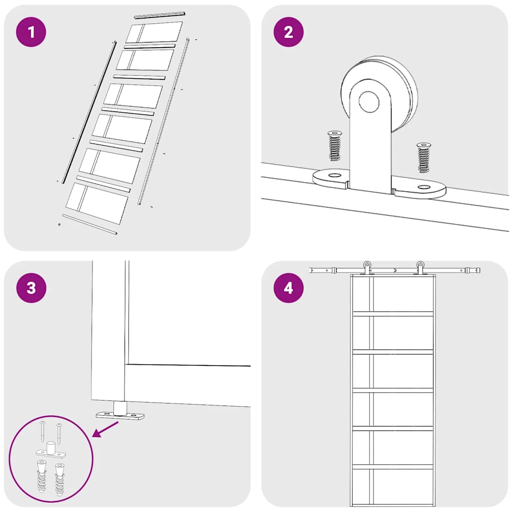 Porta Scorrevole ESG Vetro e Alluminio 76x205 cm Nera