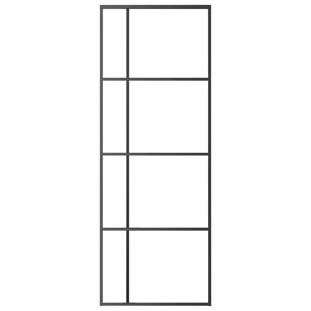 Porta Scorrevole Smerigliato ESG Vetro Alluminio 76x205 cm Nera