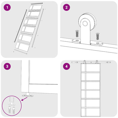 Porta Scorrevole Smerigliato ESG Vetro Alluminio 76x205 cm Nera