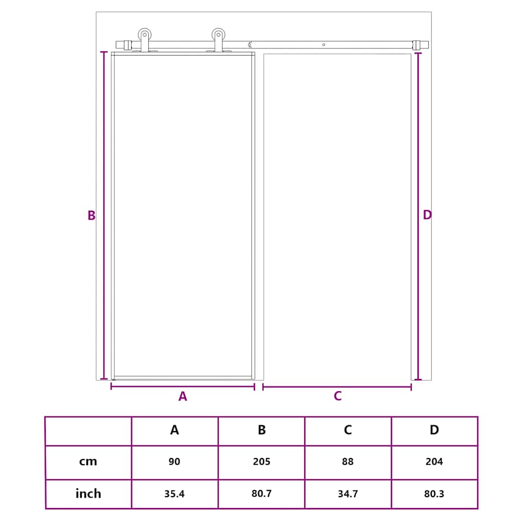 Porta Scorrevole in Vetro ESG e Alluminio 90x205 cm Nera | homemem39