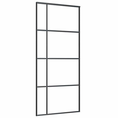 Porta Scorrevole Vetro Smerigliato ESG Alluminio 90x205 cm Nera | homemem39