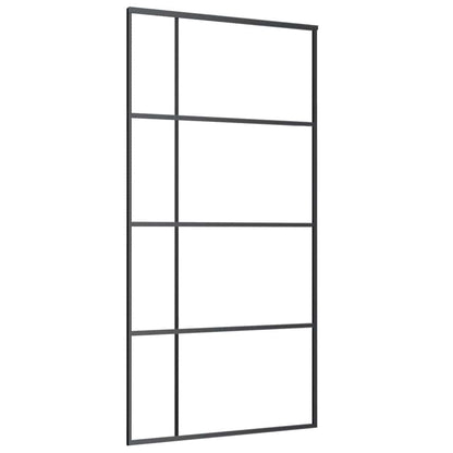 Porta Scorrevole in Vetro ESG e Alluminio 102,5x205 cm Nera | homemem39