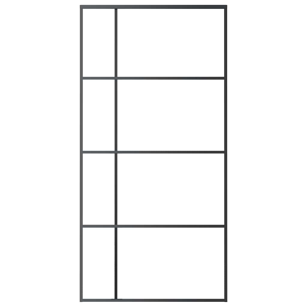 Porta Scorrevole in Vetro ESG e Alluminio 102,5x205 cm Nera | homemem39
