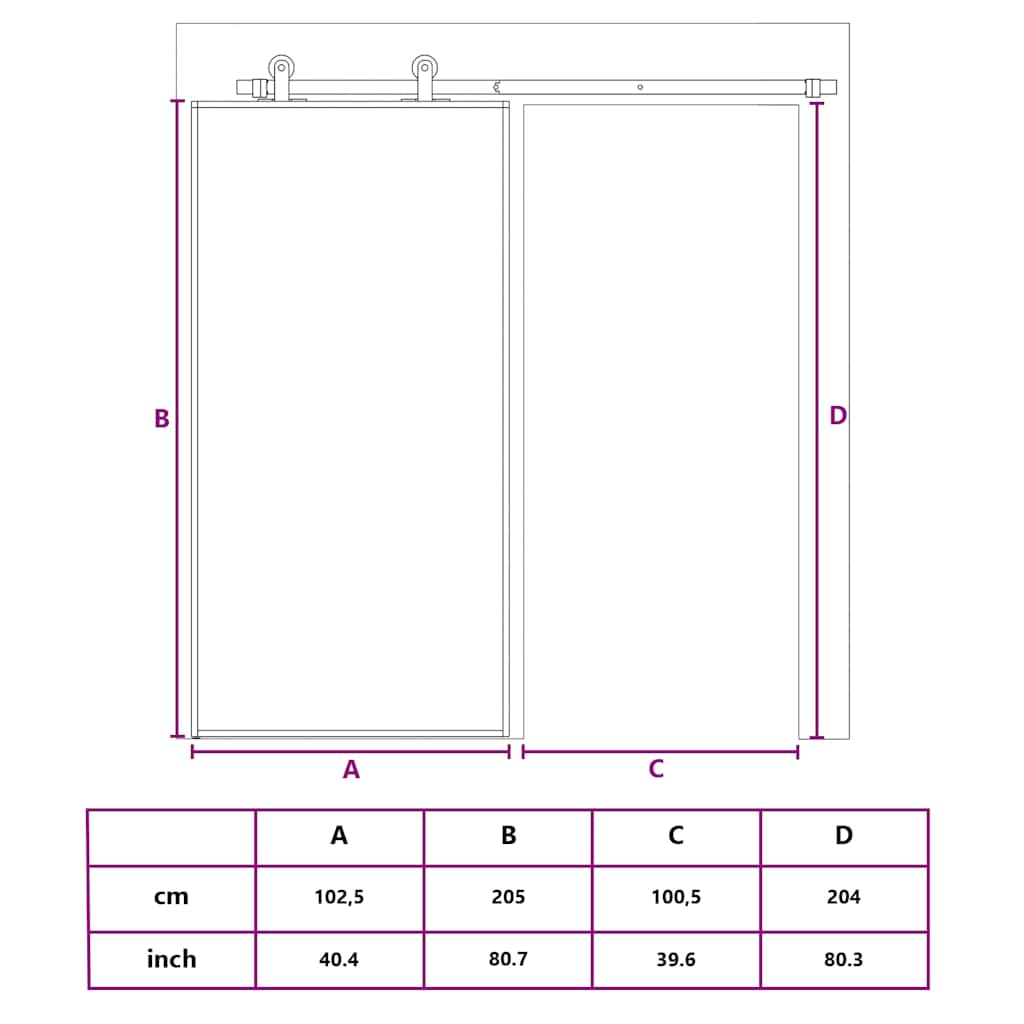 Porta Scorrevole in Vetro ESG e Alluminio 102,5x205 cm Nera | homemem39