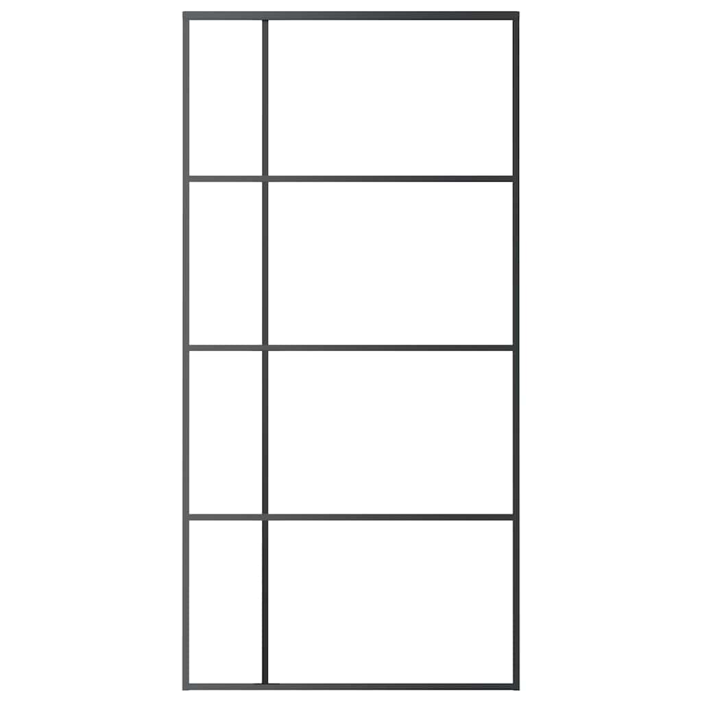 Porta Scorrevole in Vetro ESG e Alluminio 102,5x205 cm Nera | homemem39