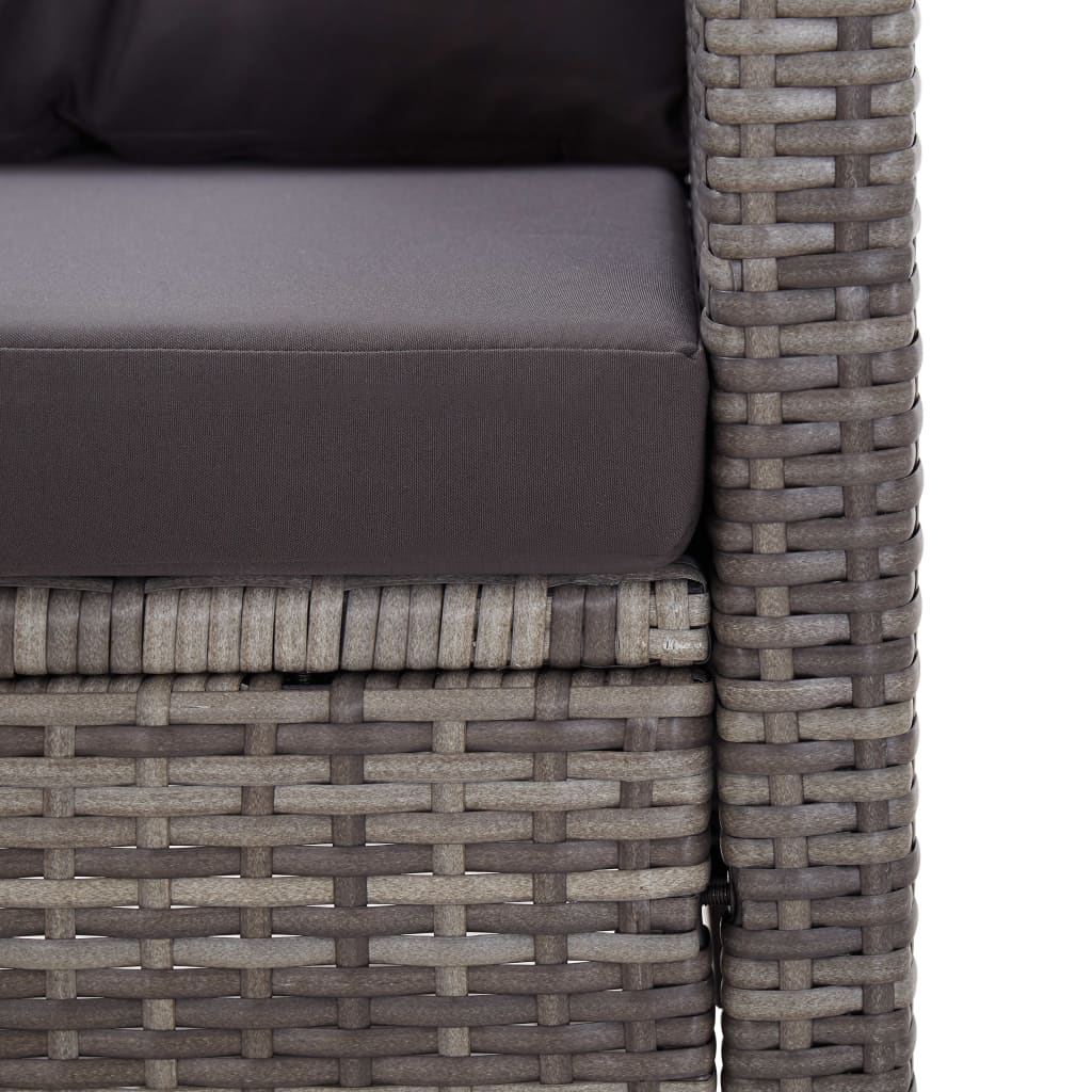 Set da Pranzo da Giardino 3 pz con Cuscini Grigio in Polyrattan - homemem39