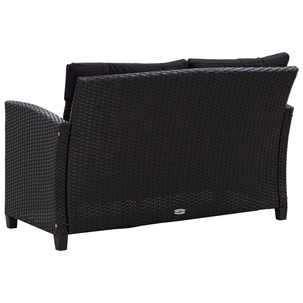 Set da Pranzo da Giardino 3 pz con Cuscini Nero in Polyrattan - homemem39