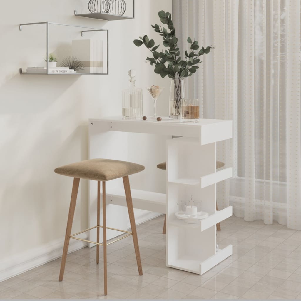 Tavolo da Bar con Ripiani Bianco 100x50x101,5 cm in Truciolato | homemem39