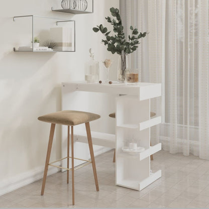 Tavolo da Bar con Ripiani Bianco 100x50x101,5 cm in Truciolato | homemem39