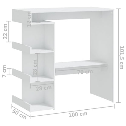 Tavolo da Bar con Ripiani Bianco 100x50x101,5 cm in Truciolato | homemem39