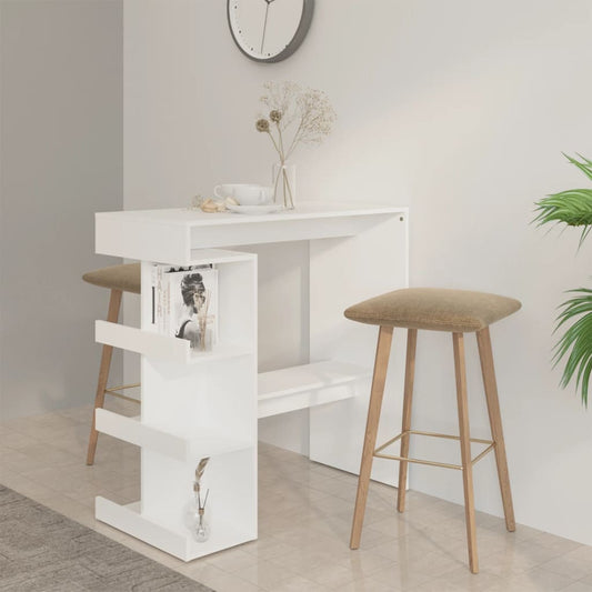 Tavolo da Bar con Ripiani Bianco 100x50x101,5 cm in Truciolato | homemem39