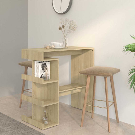 Tavolo Bar con Ripiani Rovere Sonoma 100x50x101,5 cm Truciolato