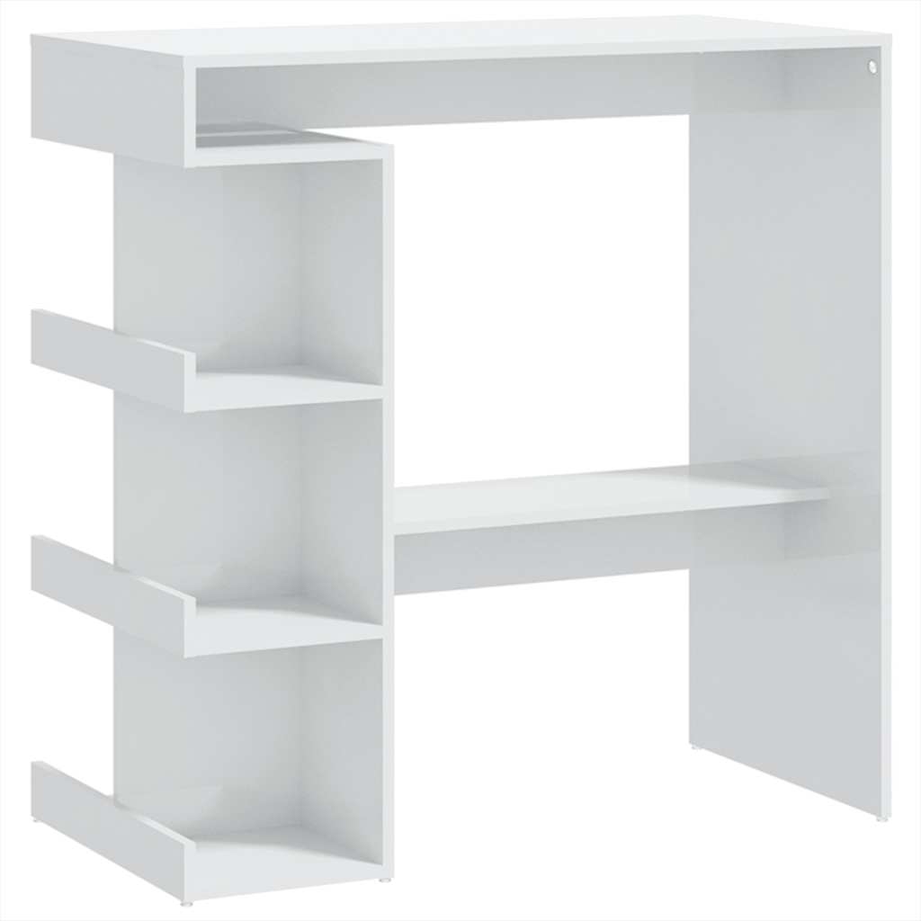 Tavolo da Bar con Ripiani Bianco Lucido 100x50x101,5 cm | homemem39