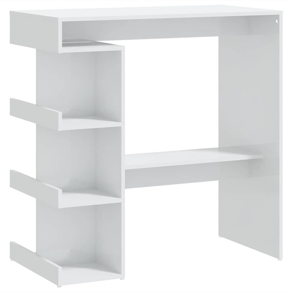 Tavolo da Bar con Ripiani Bianco Lucido 100x50x101,5 cm