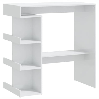 Tavolo da Bar con Ripiani Bianco Lucido 100x50x101,5 cm