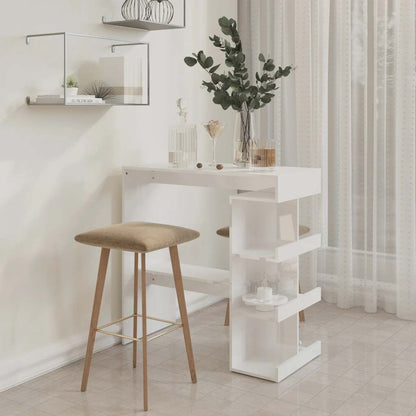 Tavolo da Bar con Ripiani Bianco Lucido 100x50x101,5 cm | homemem39