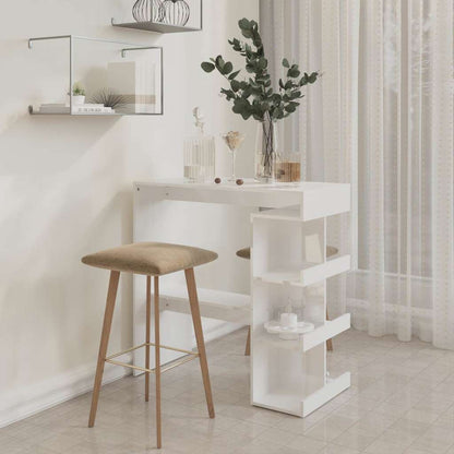 Tavolo da Bar con Ripiani Bianco Lucido 100x50x101,5 cm
