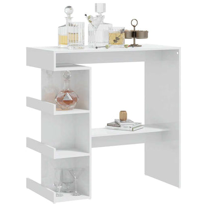 Tavolo da Bar con Ripiani Bianco Lucido 100x50x101,5 cm