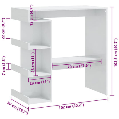Tavolo da Bar con Ripiani Bianco Lucido 100x50x101,5 cm