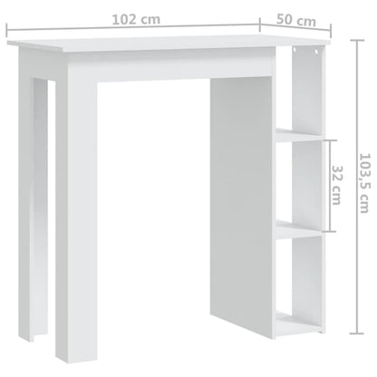 Tavolino da Bar con Ripiani Bianco 102x50x103,5cm in Truciolato - homemem39