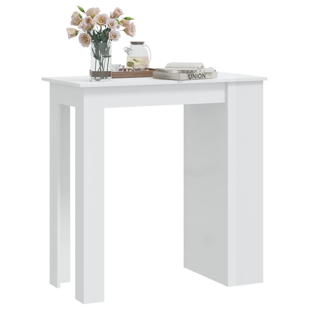 Tavolo da Bar con Portaoggetti Bianco Lucido 102x50x103,5 cm