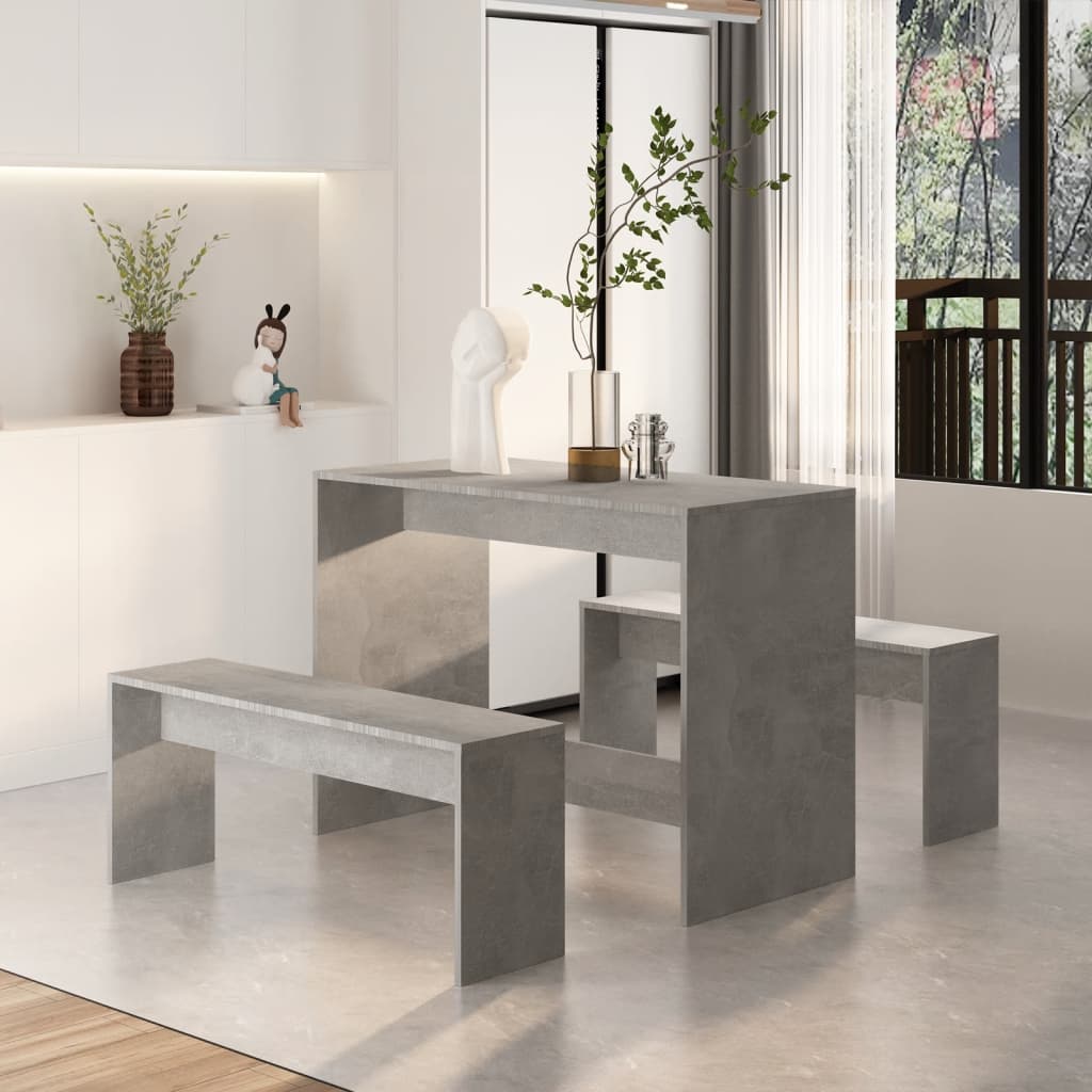 Set da Pranzo 3 Pz Grigio Cemento in Truciolato | homemem39