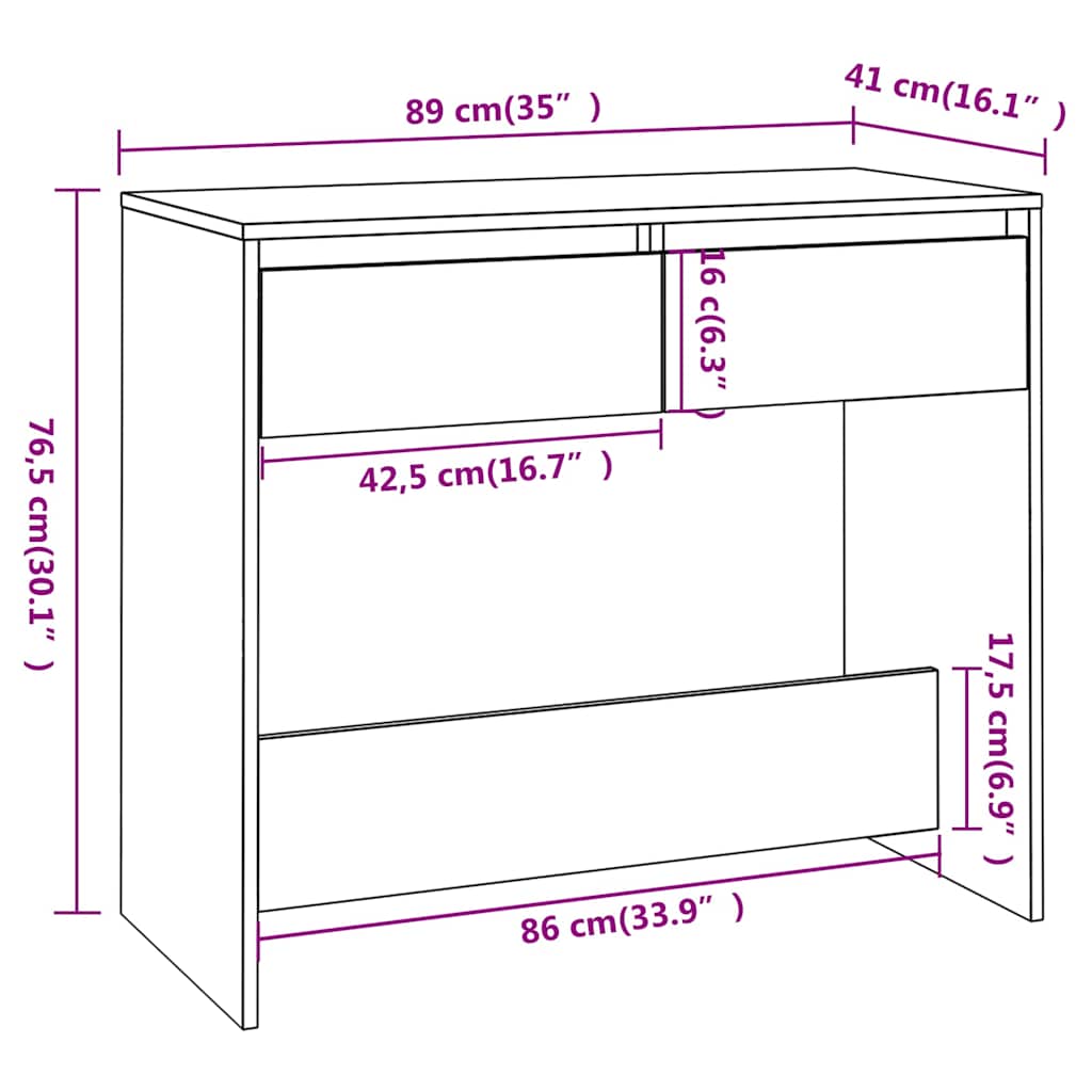 Tavolo Consolle Bianco 89x41x76,5 cm in Acciaio