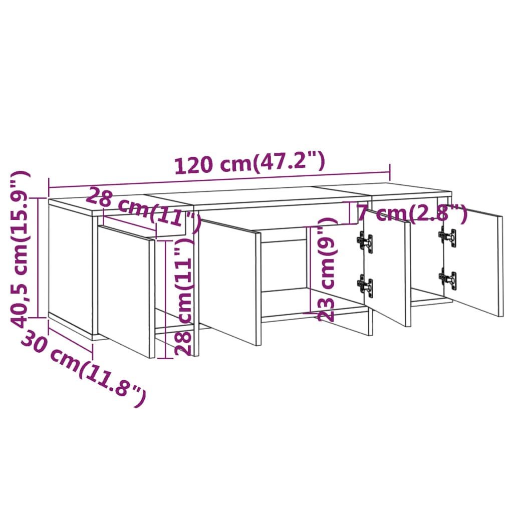 Mobile TV Bianco 120x30x40,5 cm in Truciolato