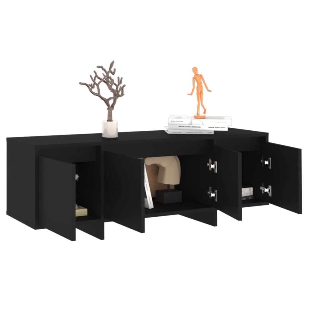 Black TV cabinet 120x30x40.5 cm in chipboard