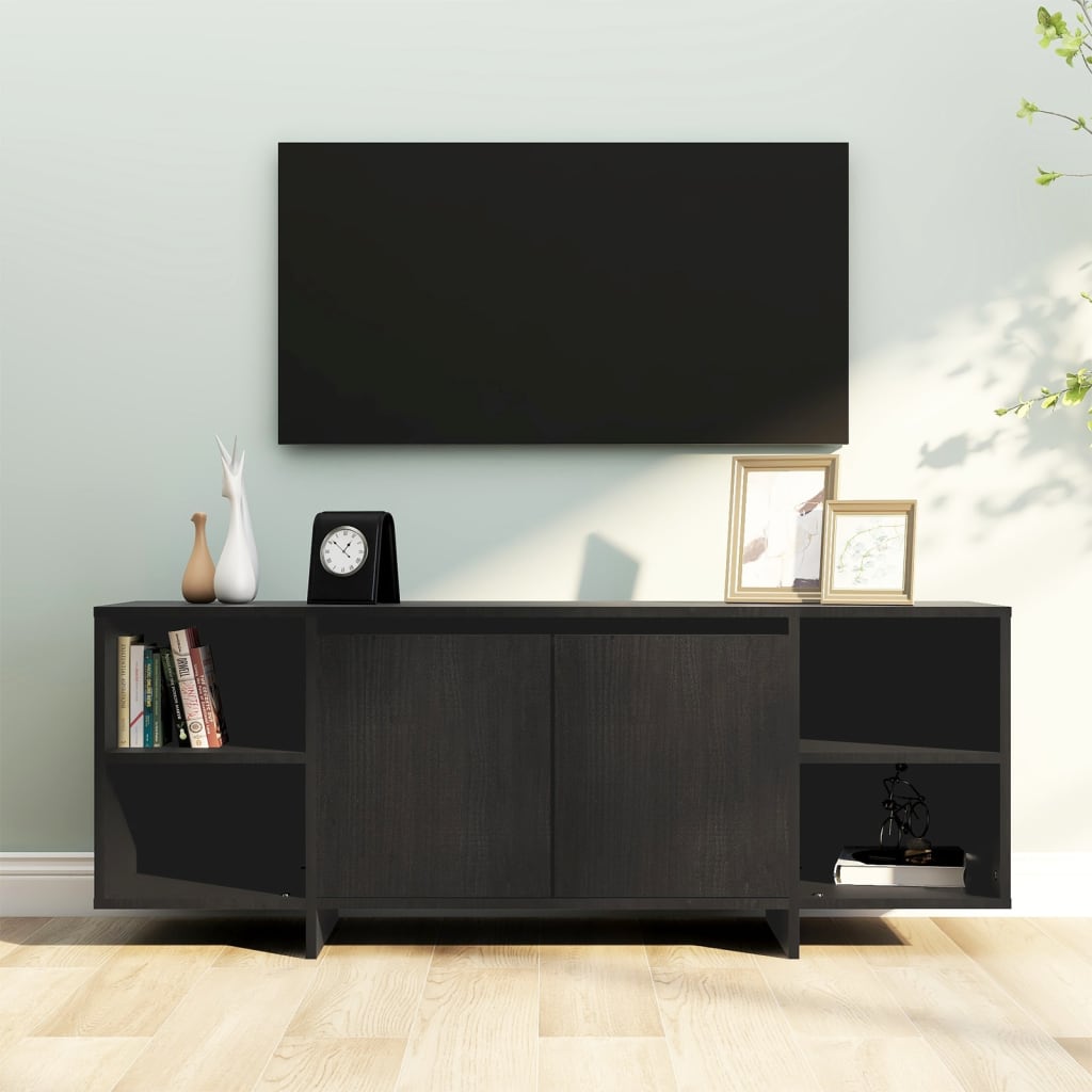Mobile Porta TV Nero 130x35x50 cm in Truciolato - homemem39