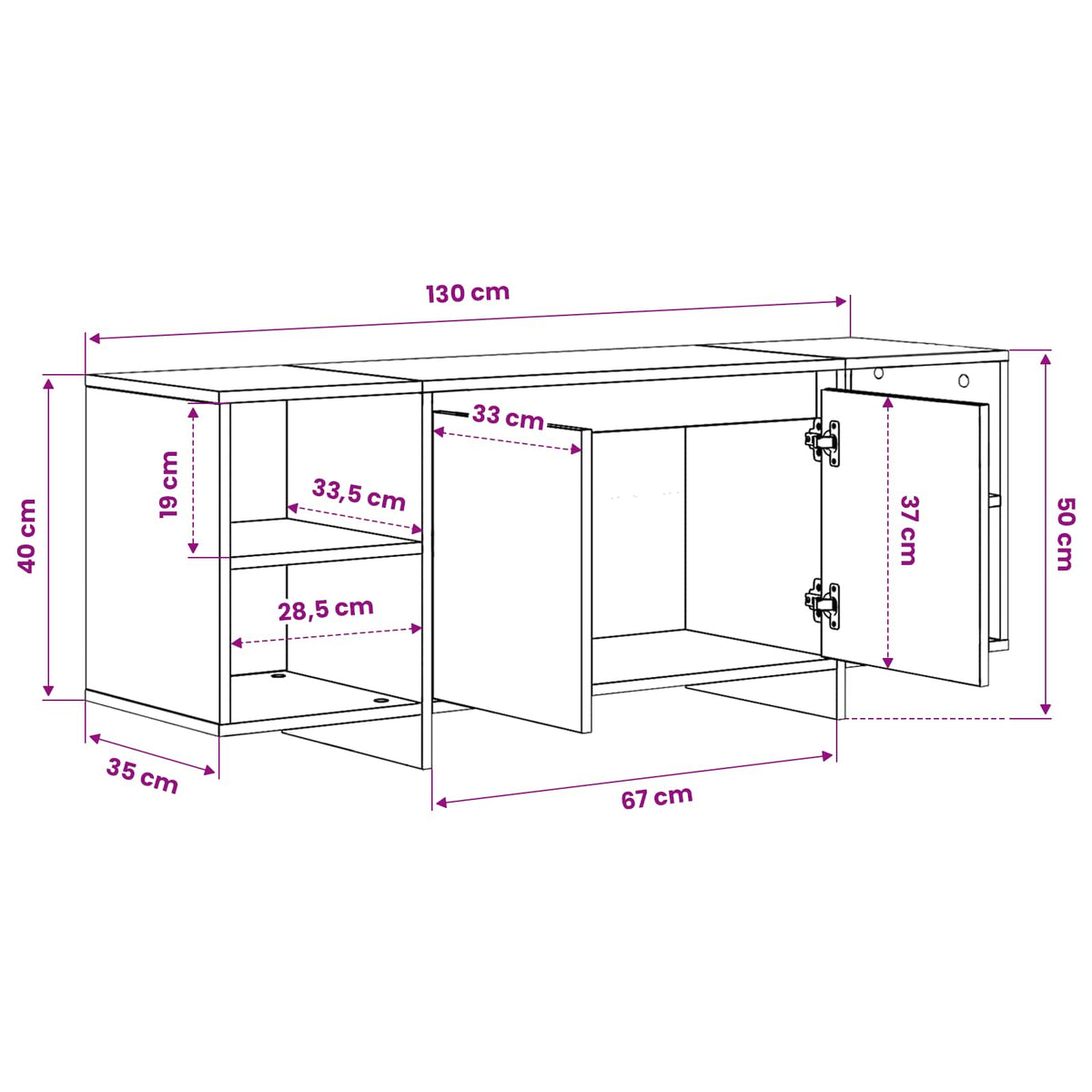 Mobile Porta TV Rovere Sonoma 130x35x50 cm in Truciolato