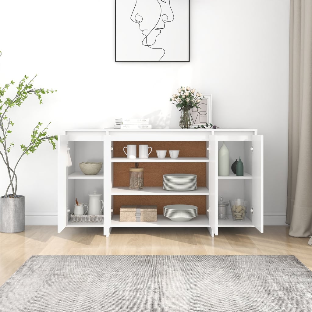 Credenza Bianca 135x41x75 cm in Truciolato - homemem39