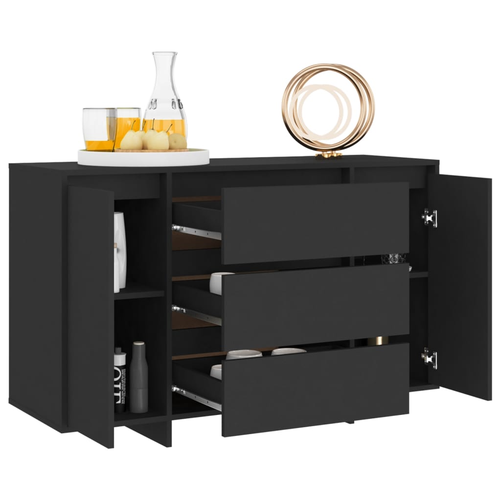 Credenza con 3 Cassetti Nera 120x41x75 cm in Truciolato - homemem39