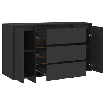 Credenza con 3 Cassetti Nera 120x41x75 cm in Truciolato - homemem39