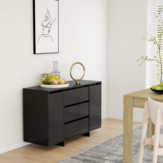 Credenza con 3 Cassetti Nera 120x41x75 cm in Truciolato - homemem39