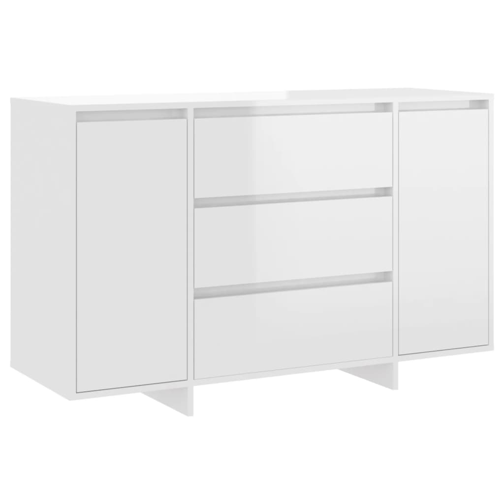 Credenza con 3 Cassetti Bianco Lucido 120x41x75cm in Truciolato - homemem39