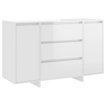 Credenza con 3 Cassetti Bianco Lucido 120x41x75cm in Truciolato - homemem39
