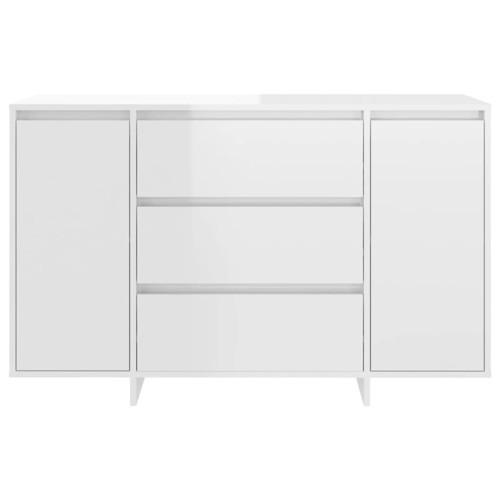 Credenza con 3 Cassetti Bianco Lucido 120x41x75cm in Truciolato - homemem39