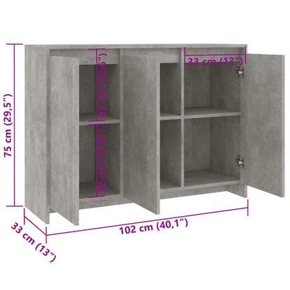 Credenza Grigio Cemento 102x33x75 cm in Truciolato - homemem39
