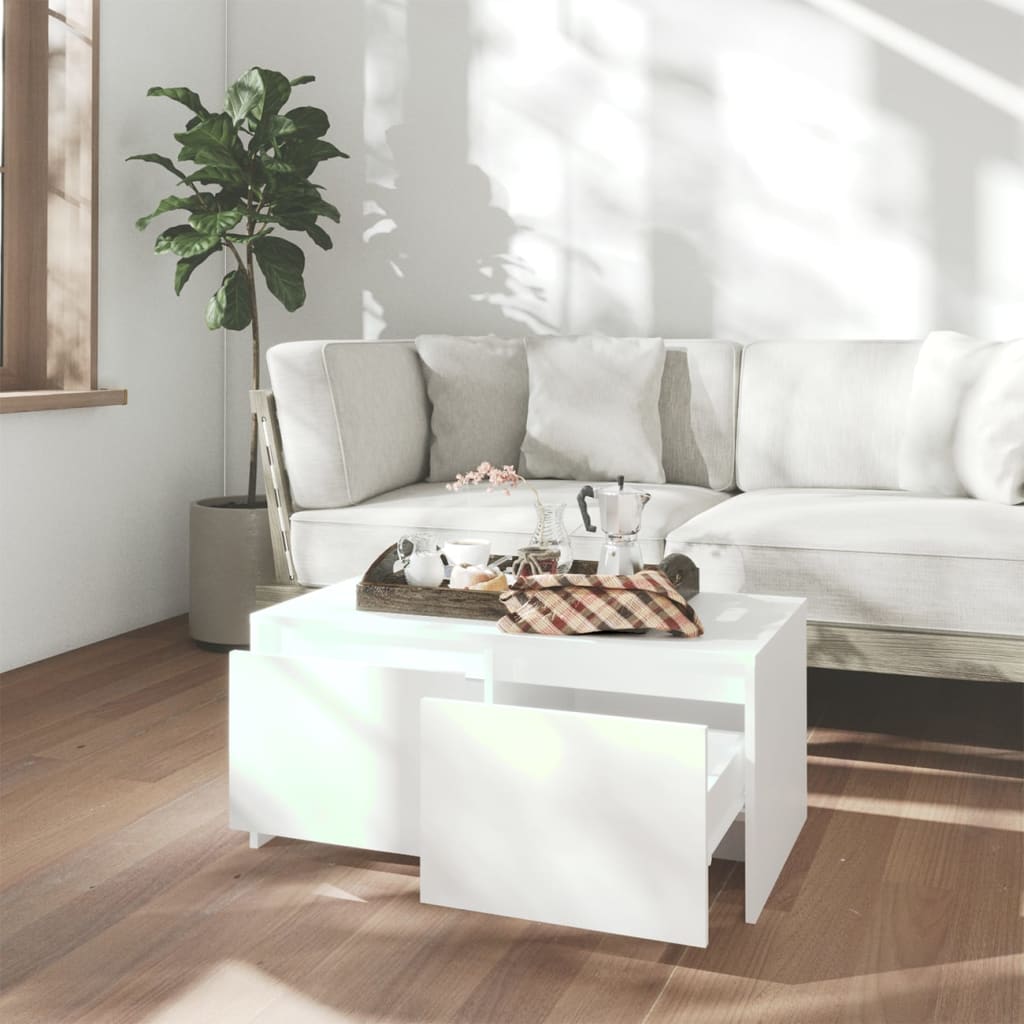 Tavolino da Salotto Bianco 90x50x41,5 cm in Legno Multistrato | homemem39