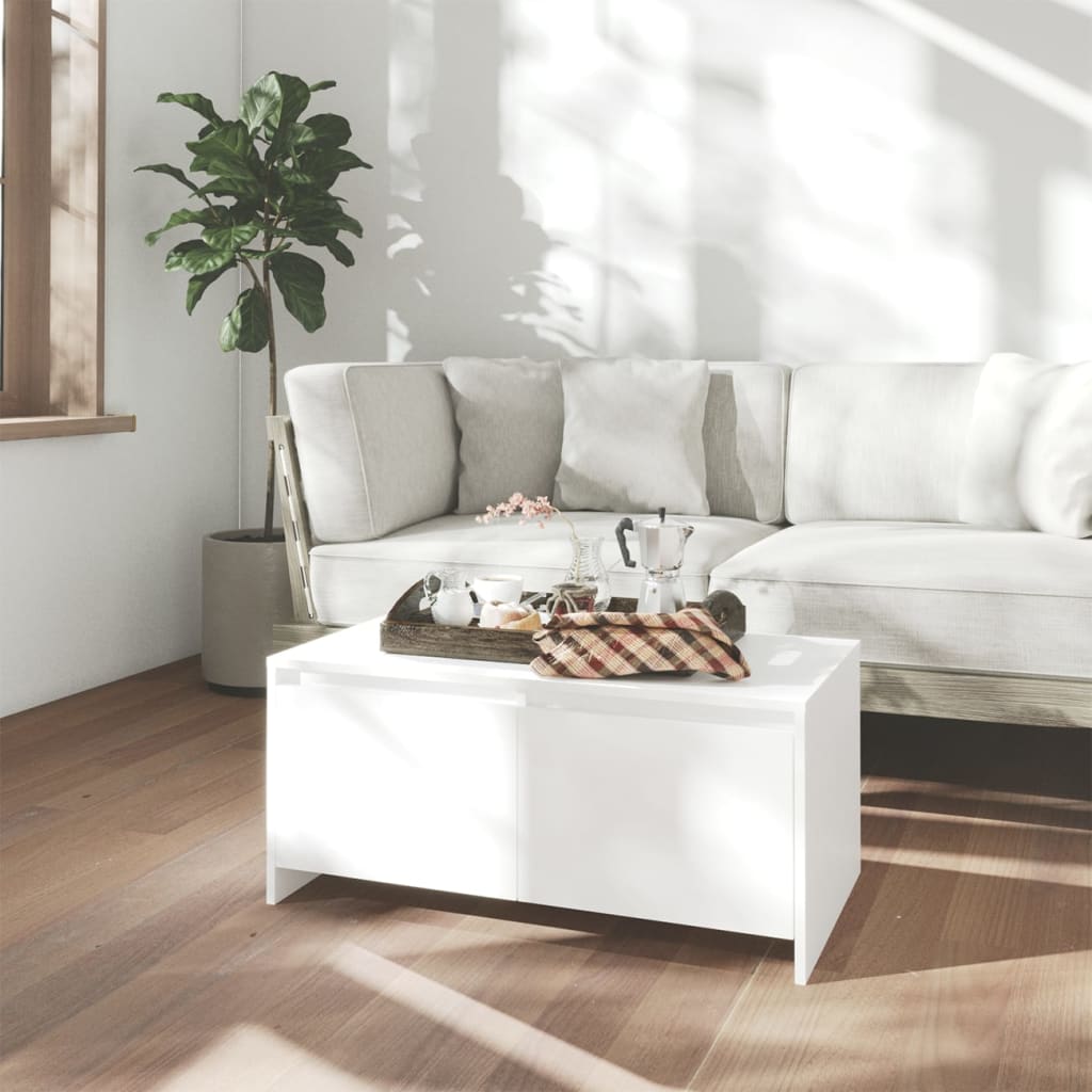 Tavolino da Salotto Bianco 90x50x41,5 cm in Legno Multistrato | homemem39