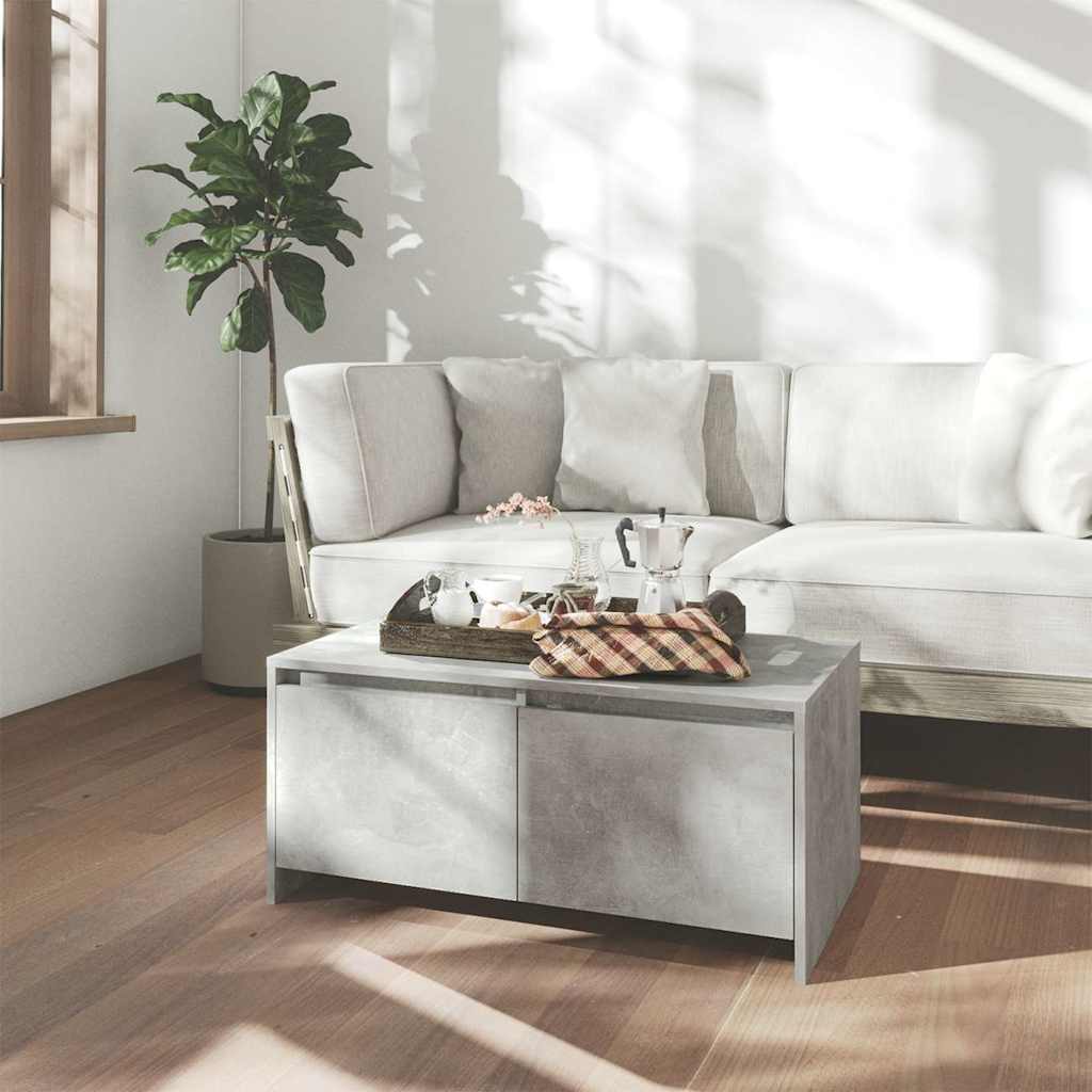 Tavolino da Salotto Grigio Cemento 90x50x41,5 cm in Truciolato