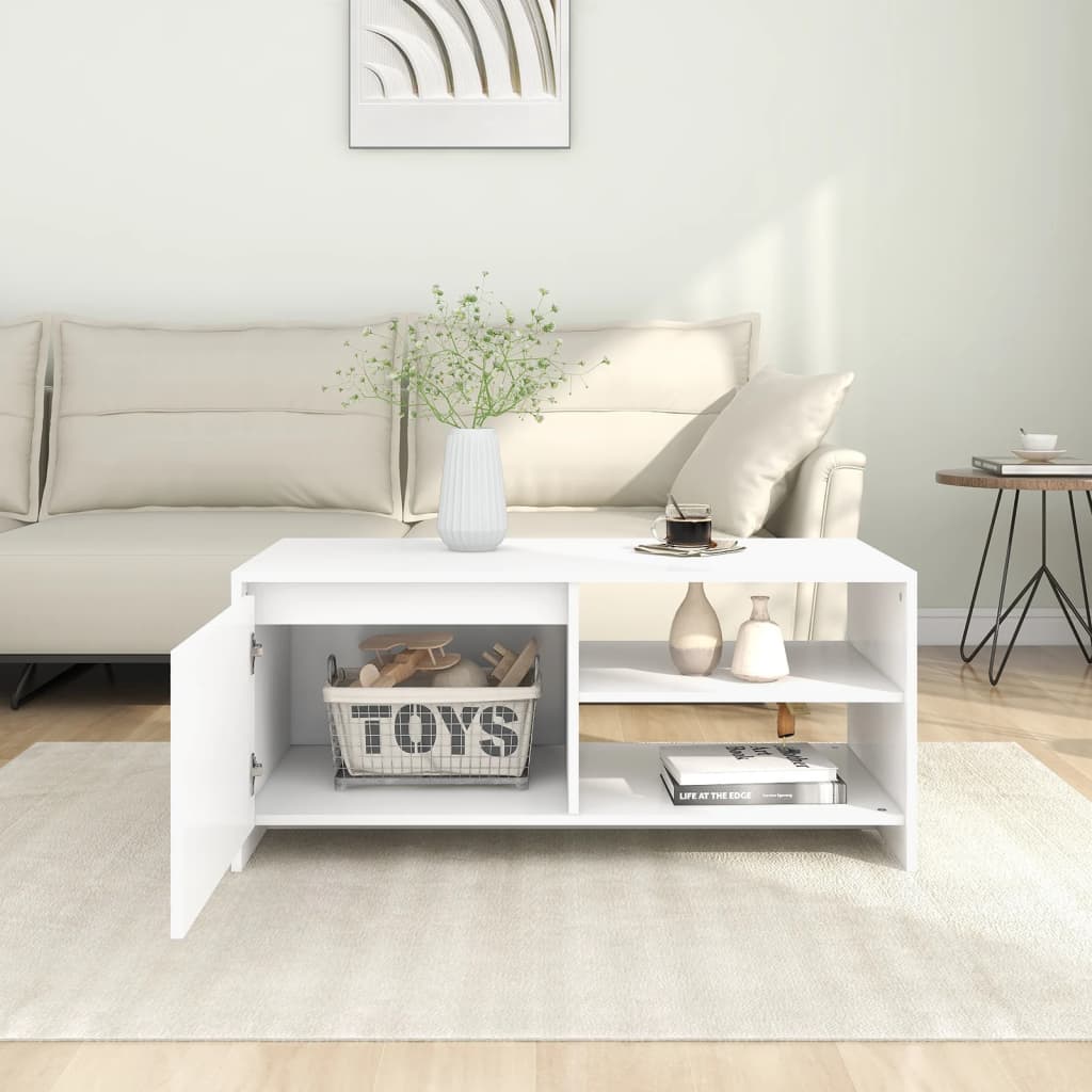 Tavolino da Salotto Bianco 102x50x45 cm Legno Multistrato | homemem39