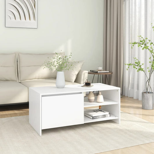 Tavolino da Salotto Bianco 102x50x45 cm Legno Multistrato | homemem39