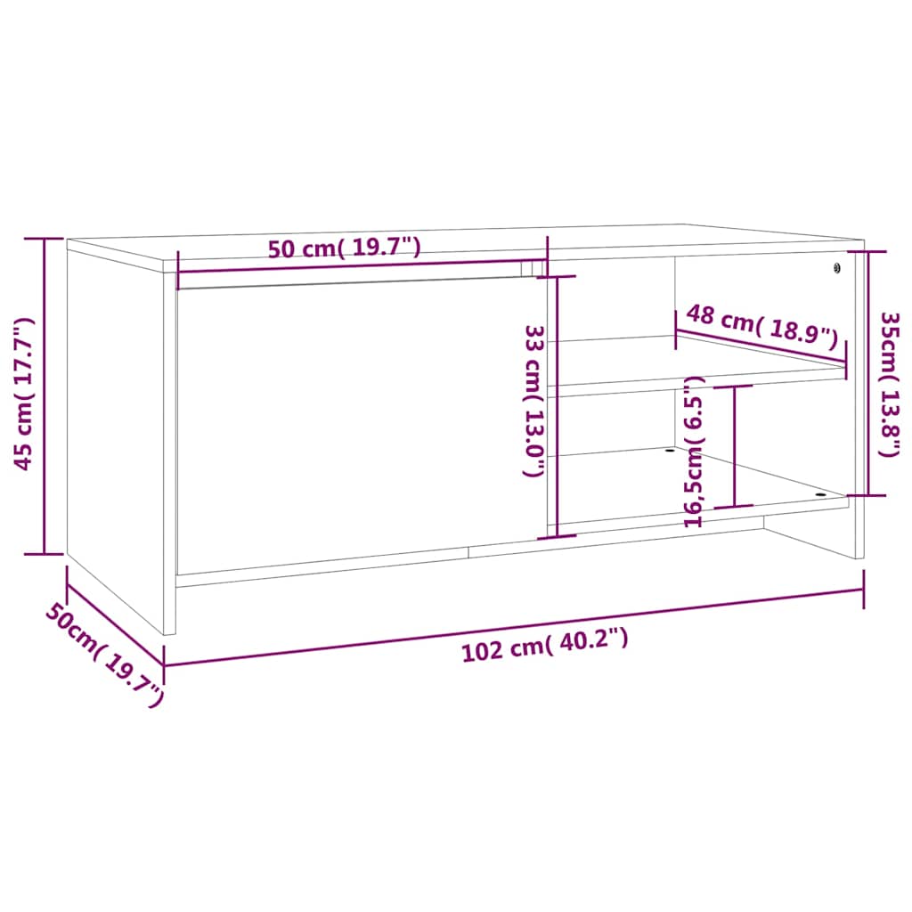 Tavolino Salotto Grigio Cemento 102x50x45 cm Legno Multistrato