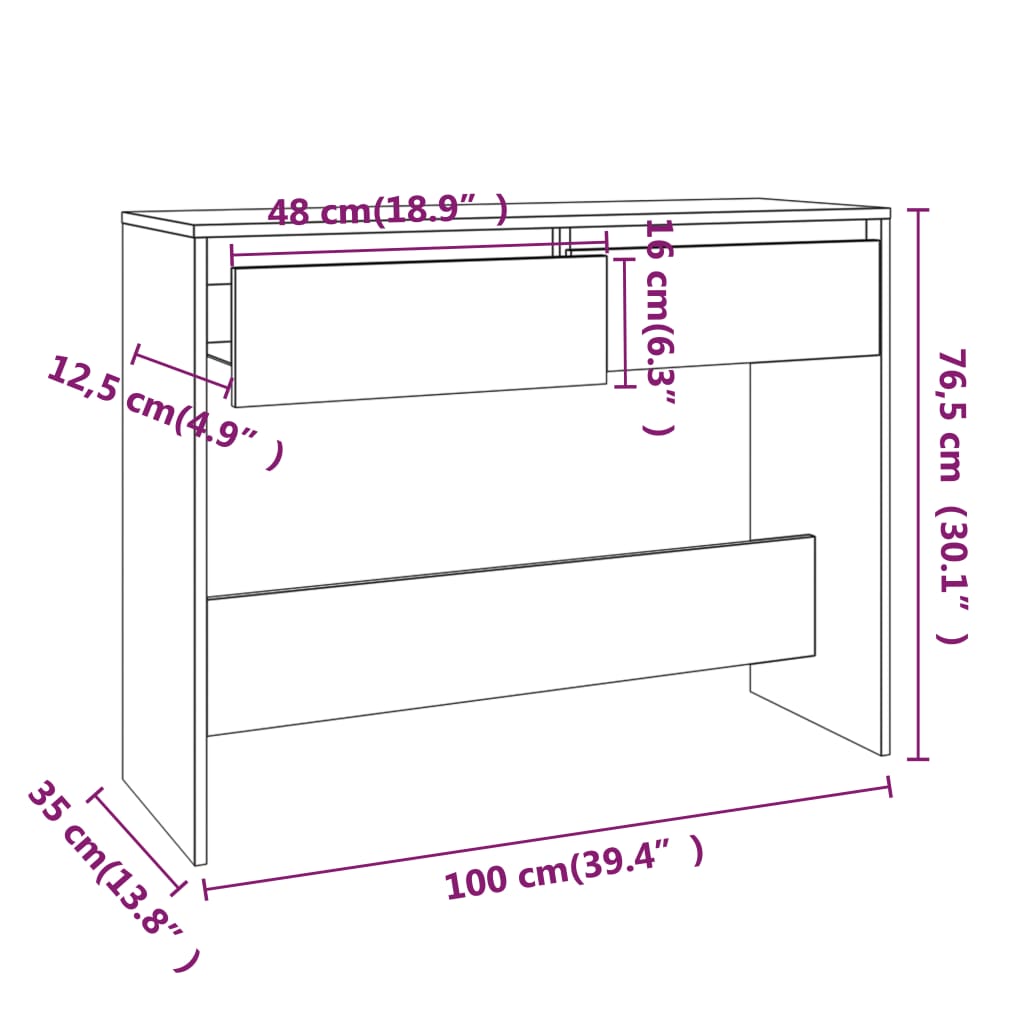 Tavolo Consolle Bianco 100x35x76,5 cm in Truciolato | homemem39