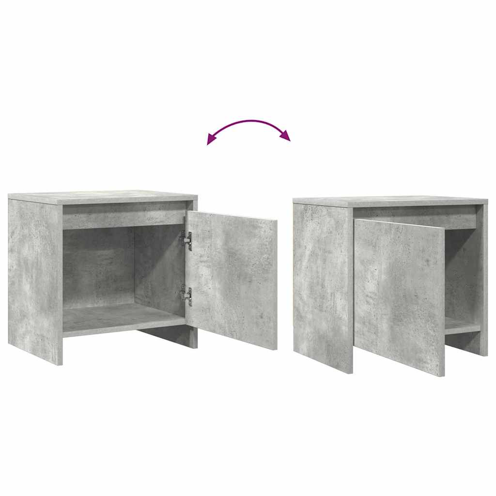 Comodini 2 pz Grigio Cemento 45x34x44,5 cm in Truciolato