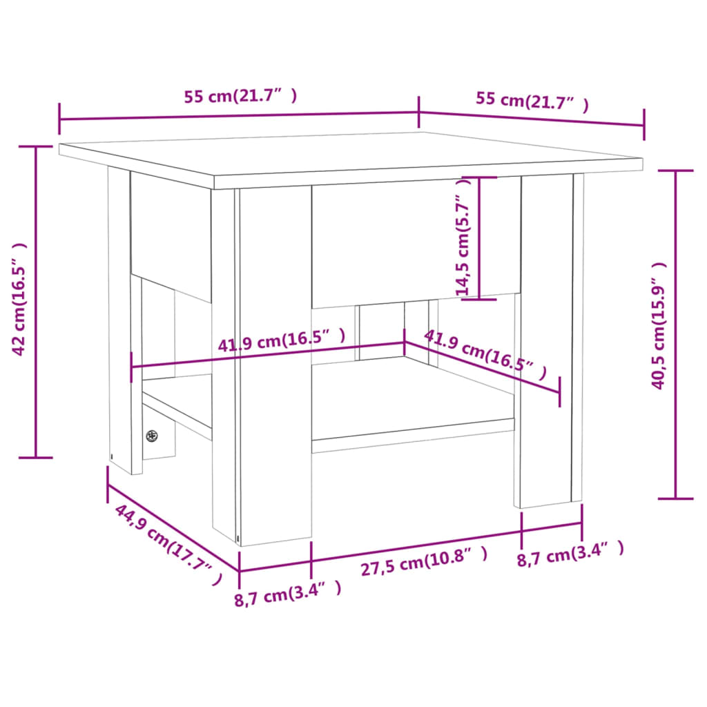 Tavolino da Salotto Rovere Sonoma 55x55x42 cm in Truciolato | homemem39